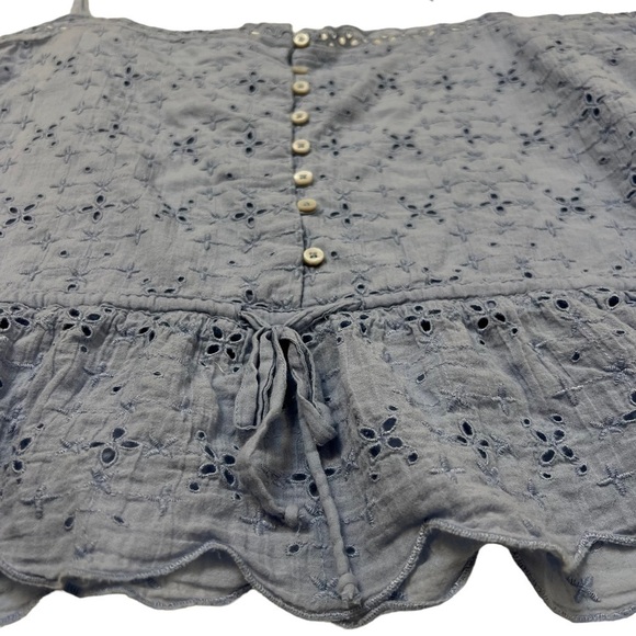 Aerie Periwinkle Eyelet Adjustable Spaghetti Strap Tank Crop Top XXL - Picture 4 of 7